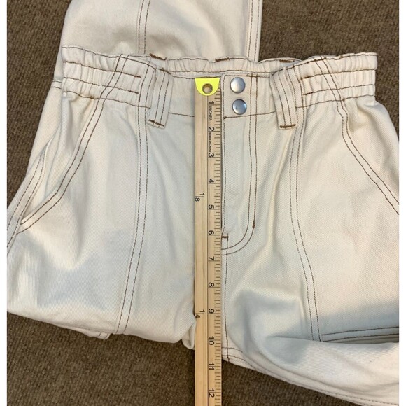 Pacsun Cargo Jeans Womens XS High Rise Wide Leg Bone White Utility Denim Pants - Picture 4 of 8